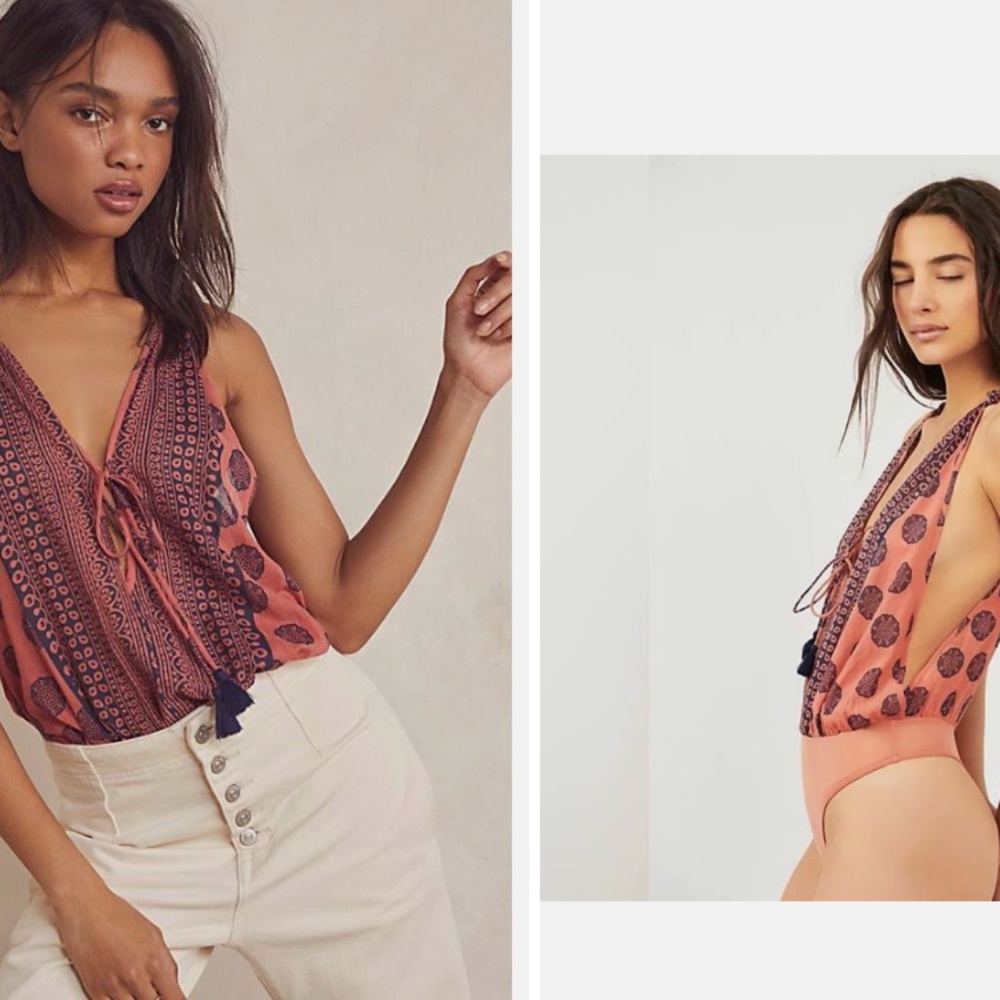 Sun’s Soul Tassel Boho Free People Intimatley Bodysuit Pattern Thong XS